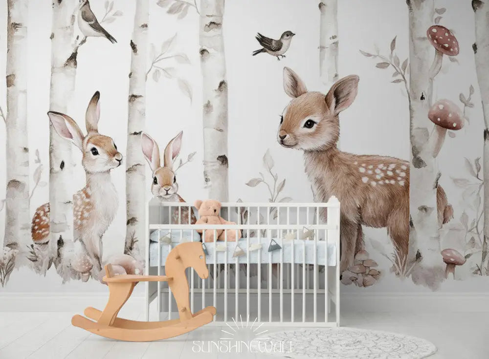 Papier Peint Animaux - Lapins Et Biche