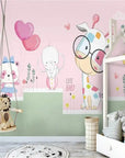 Papier Peint Enfant – Ménagerie Pastelle et Ballons Cœur
