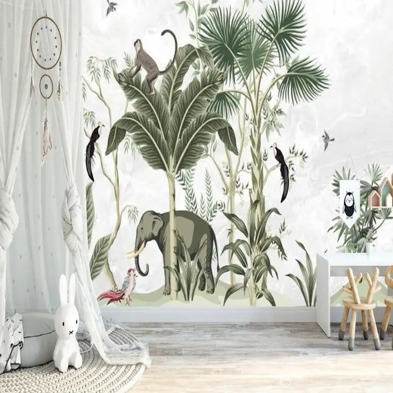 Papier Peint Tropical - Jungle Exotique et Animaux Sauvages
