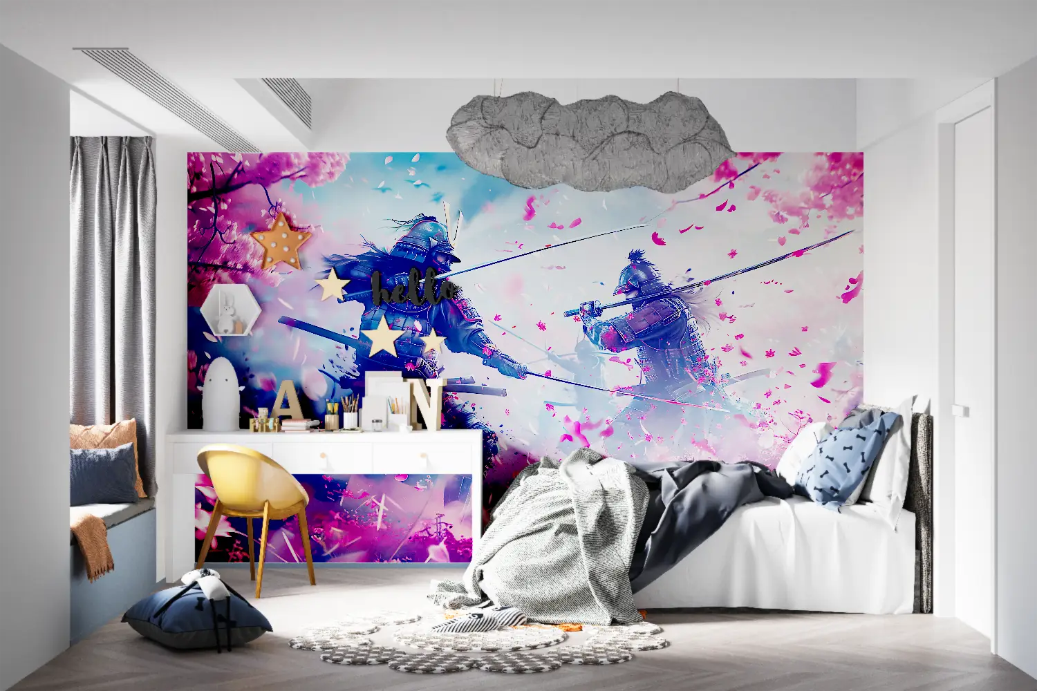 Japanese Wallpaper - Samurai Duel under the Cherry Trees