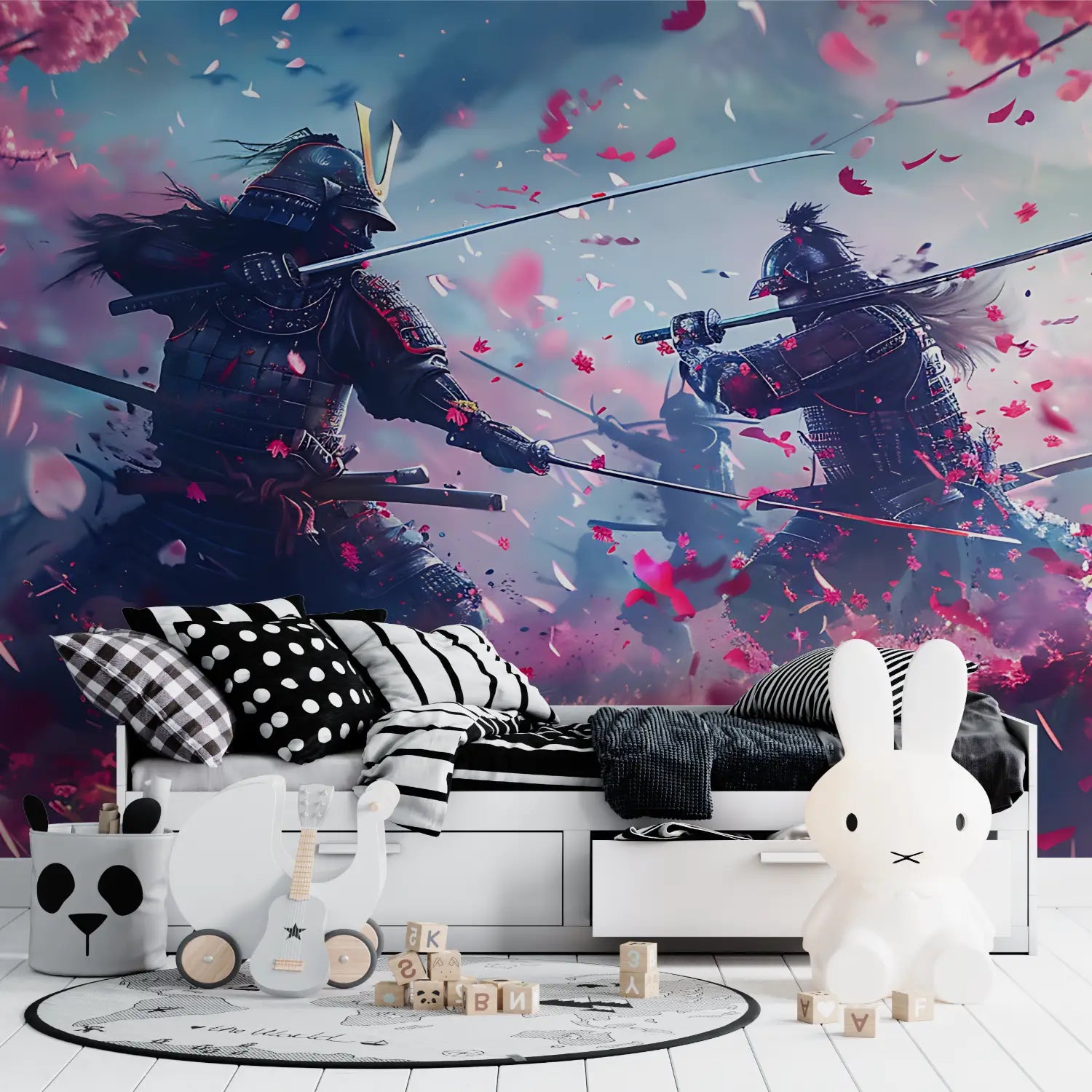 Japanese Wallpaper - Samurai Duel under the Cherry Trees