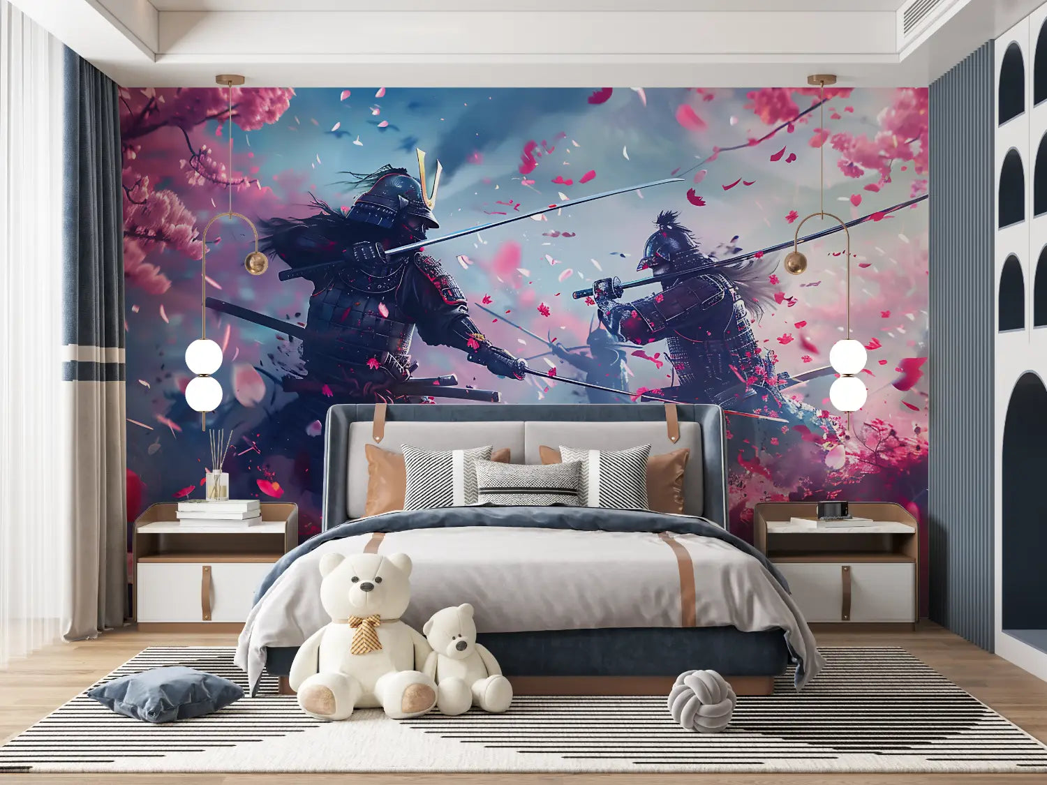 Japanese Wallpaper - Samurai Duel under the Cherry Trees