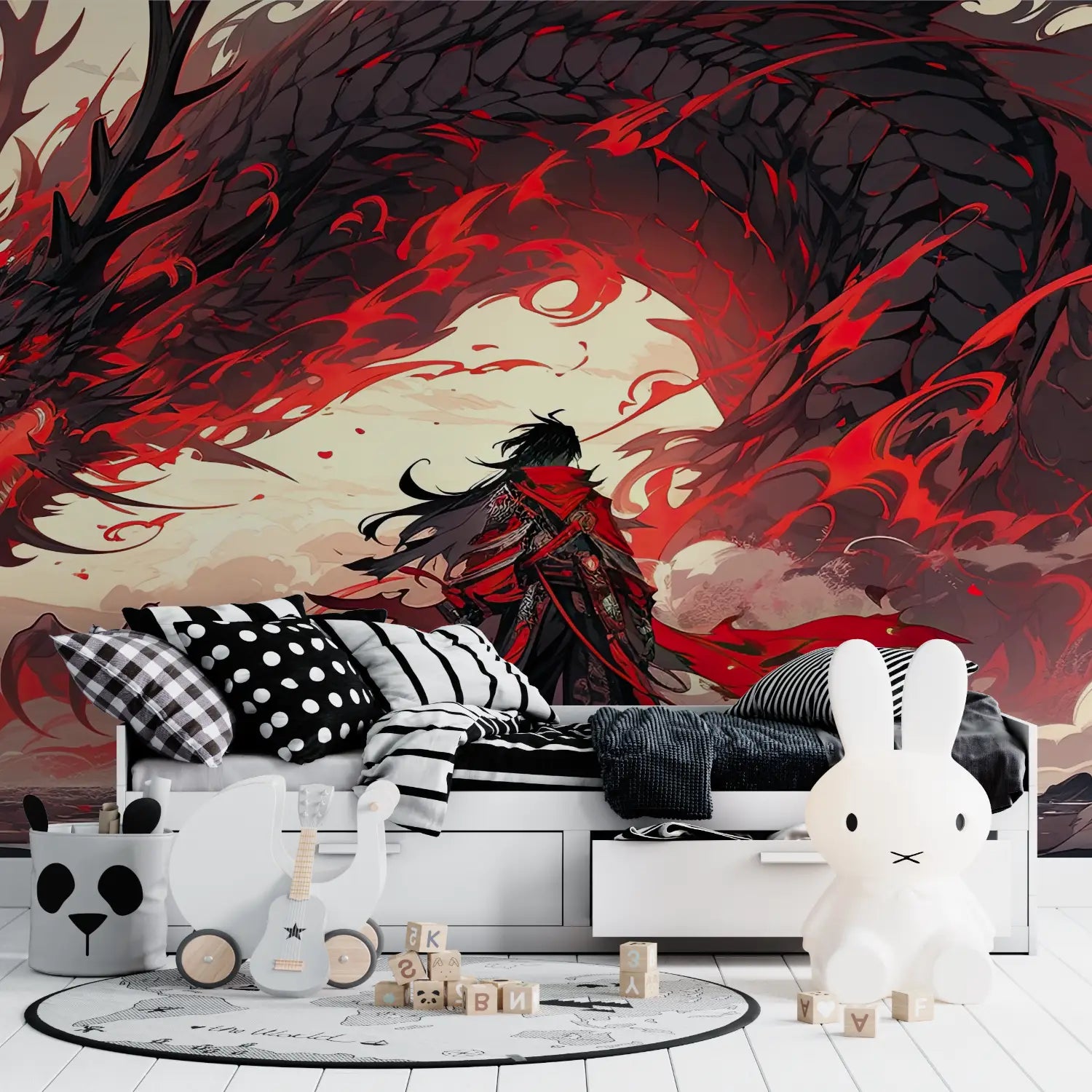 Papier Peint Fantastique - Face au Dragon Rouge