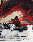 Papier Peint Fantastique - Face au Dragon Rouge