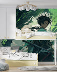 Papier Peint Fantastique - Guerrier et Dragon Vert