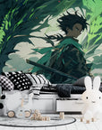 Papier Peint Fantastique - Guerrier et Dragon Vert