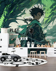Papier Peint Fantastique - Guerrier et Dragon Vert