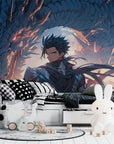 Papier Peint Fantastique - Guerrier et Dragon Bleu