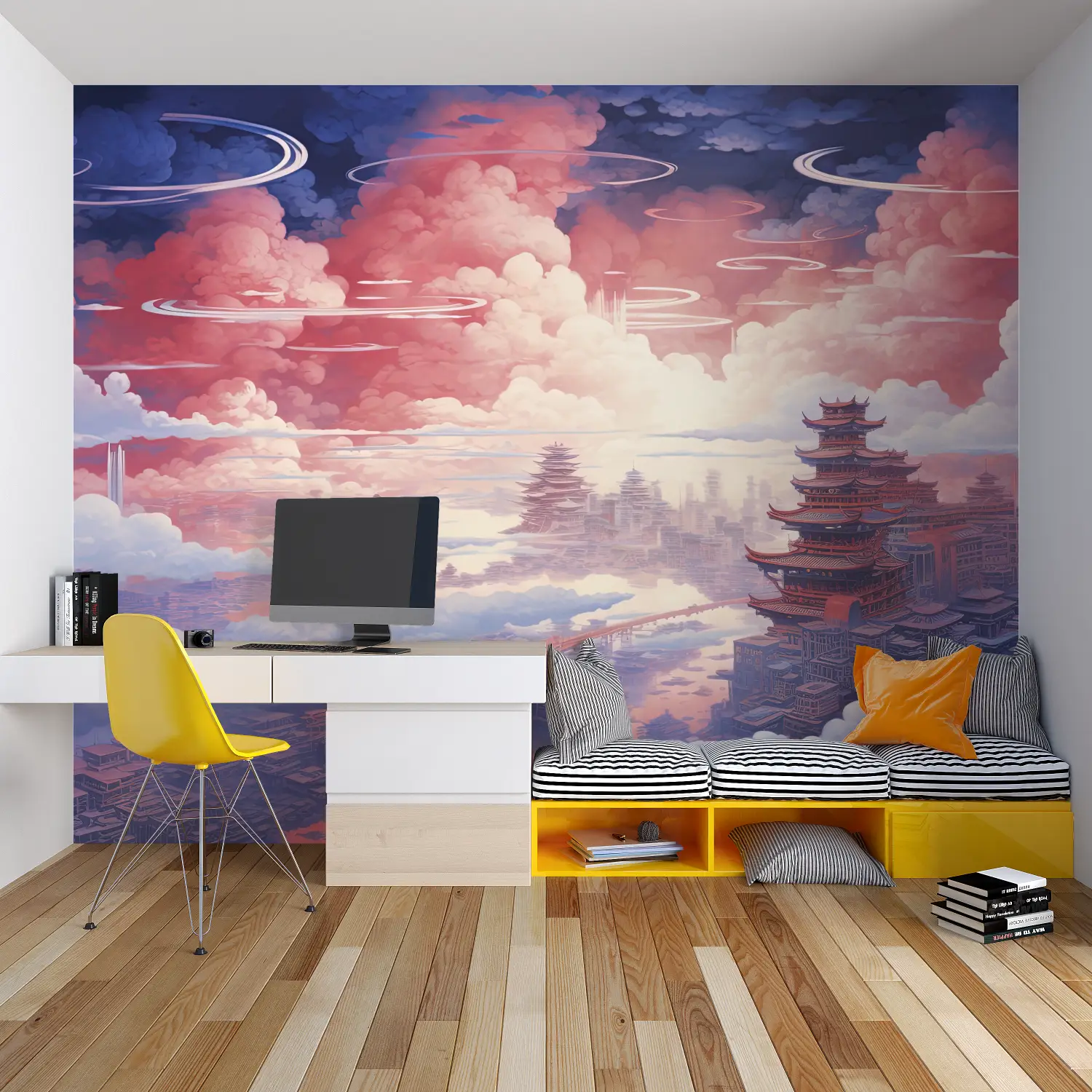 Japanese Wallpaper - Sky with Pagodas