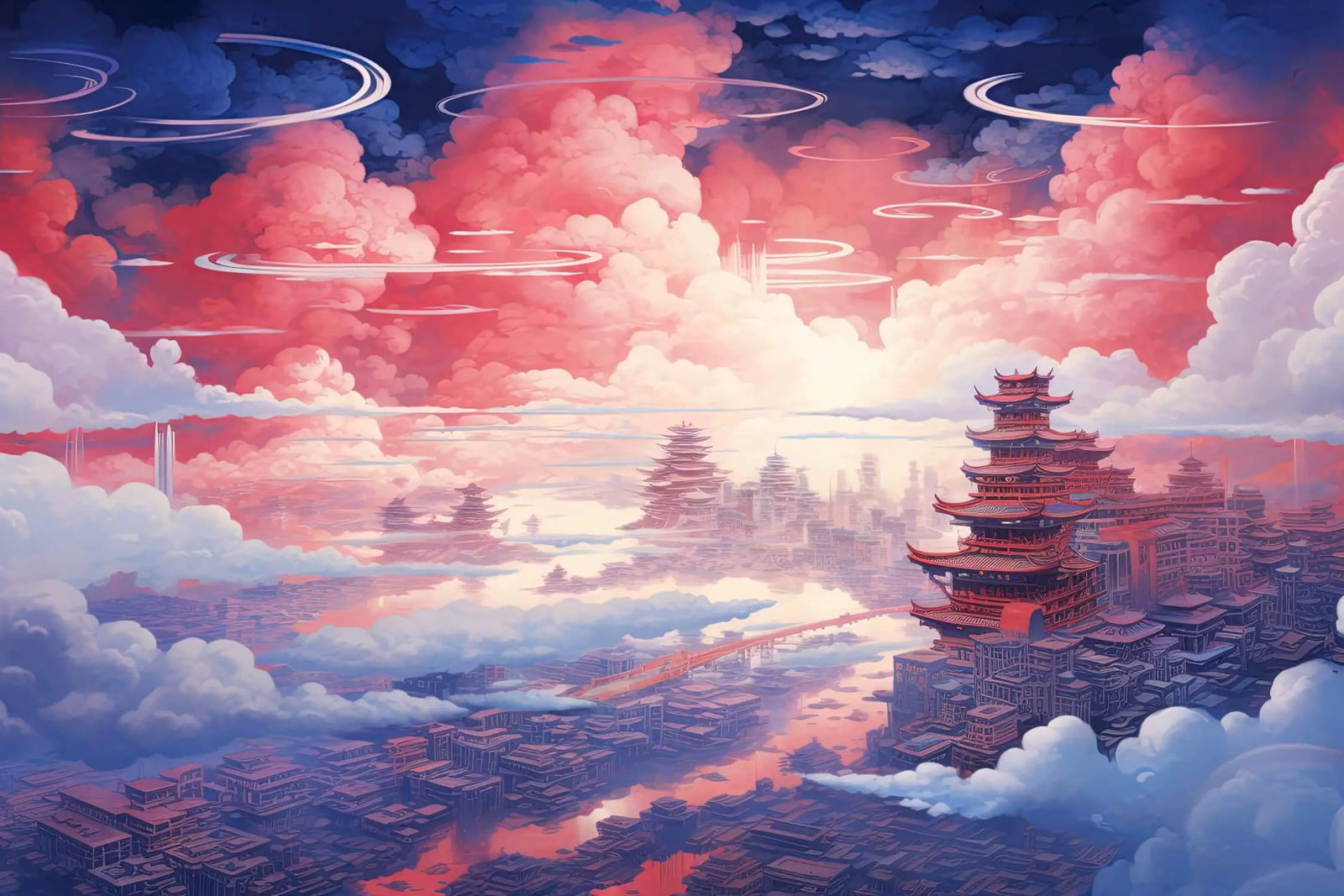 Japanese Wallpaper - Sky with Pagodas