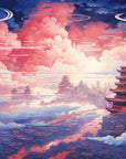 Papier Peint Japonais - Ciel aux Pagodes