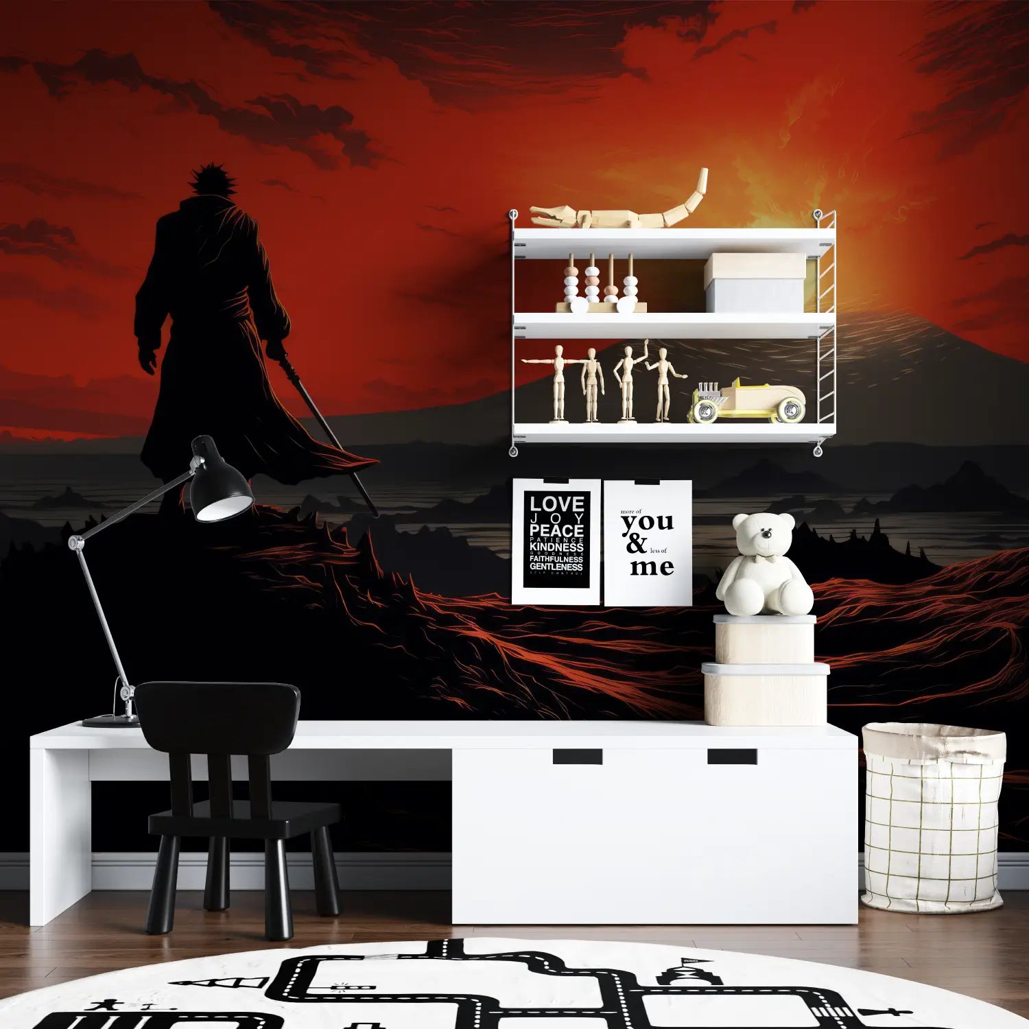 Papier Peint Montagne - Guerrier au Soleil Couchant