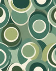 Geometric Wallpaper - Green and Beige Interlocking Circles