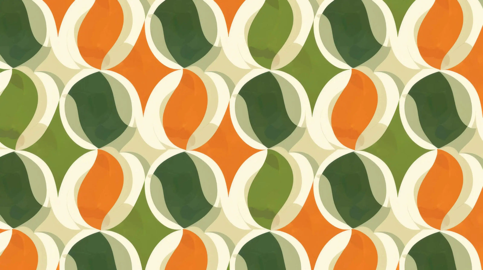 Geometric Wallpaper - Orange and Green Circular Patterns