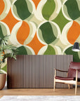 Geometric Wallpaper - Orange and Green Circular Patterns