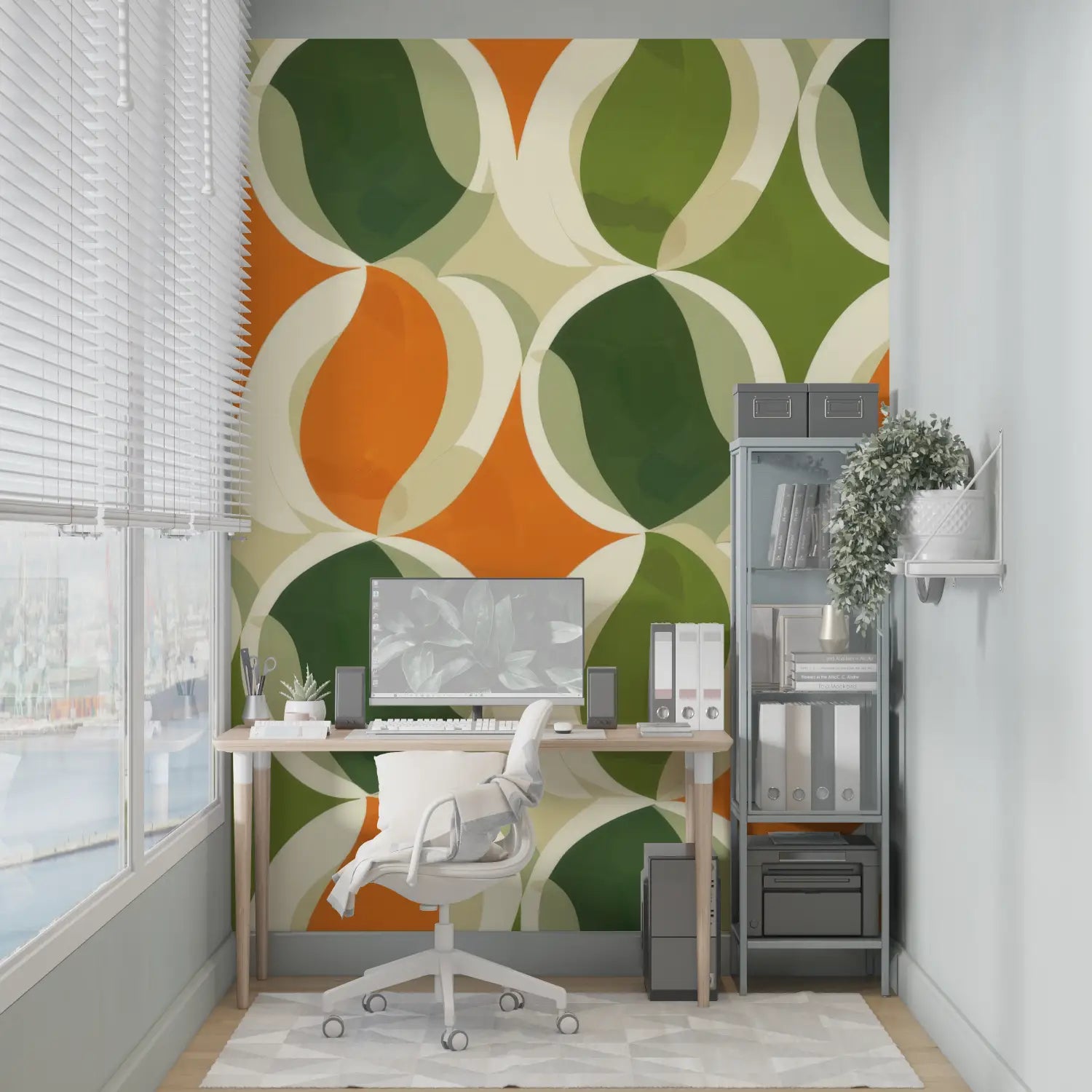 Geometric Wallpaper - Orange and Green Circular Patterns