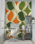 Geometric Wallpaper - Orange and Green Circular Patterns