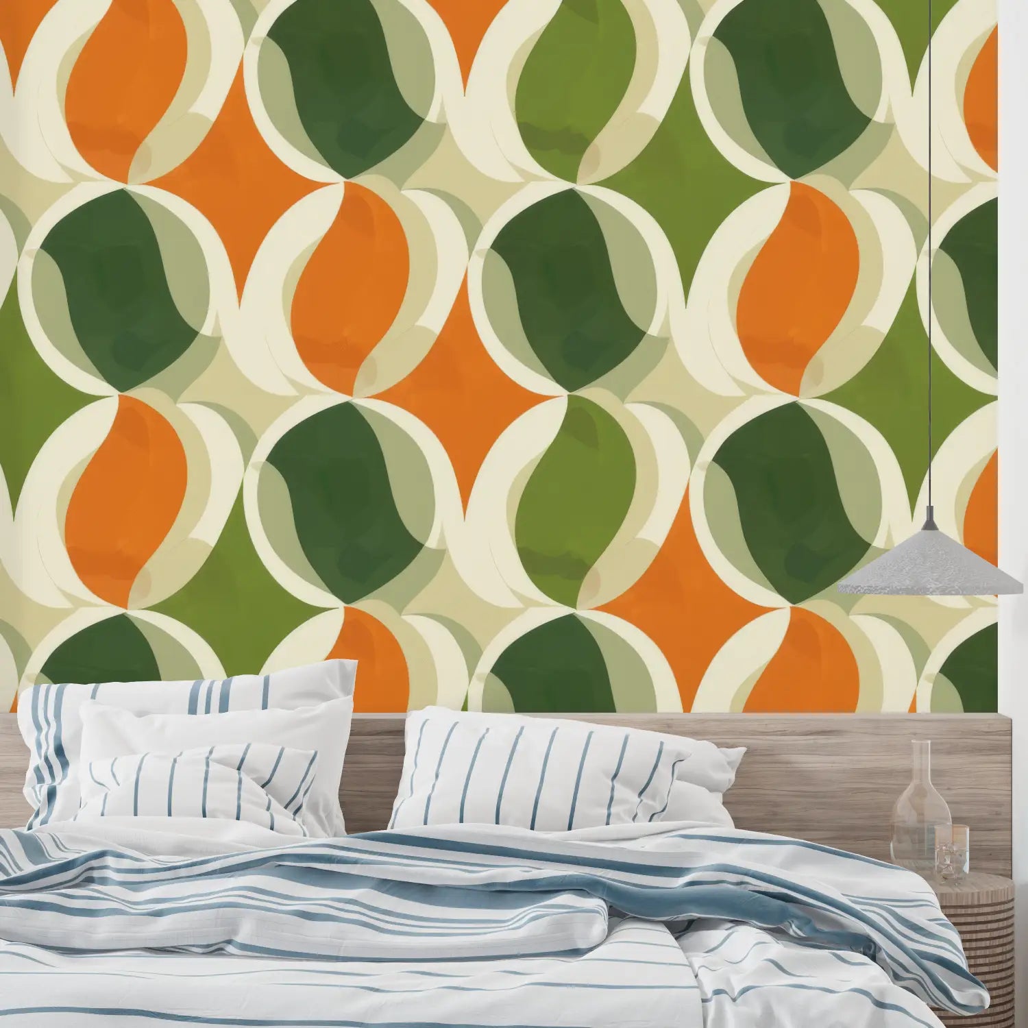Geometric Wallpaper - Orange and Green Circular Patterns