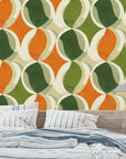 Geometric Wallpaper - Orange and Green Circular Patterns
