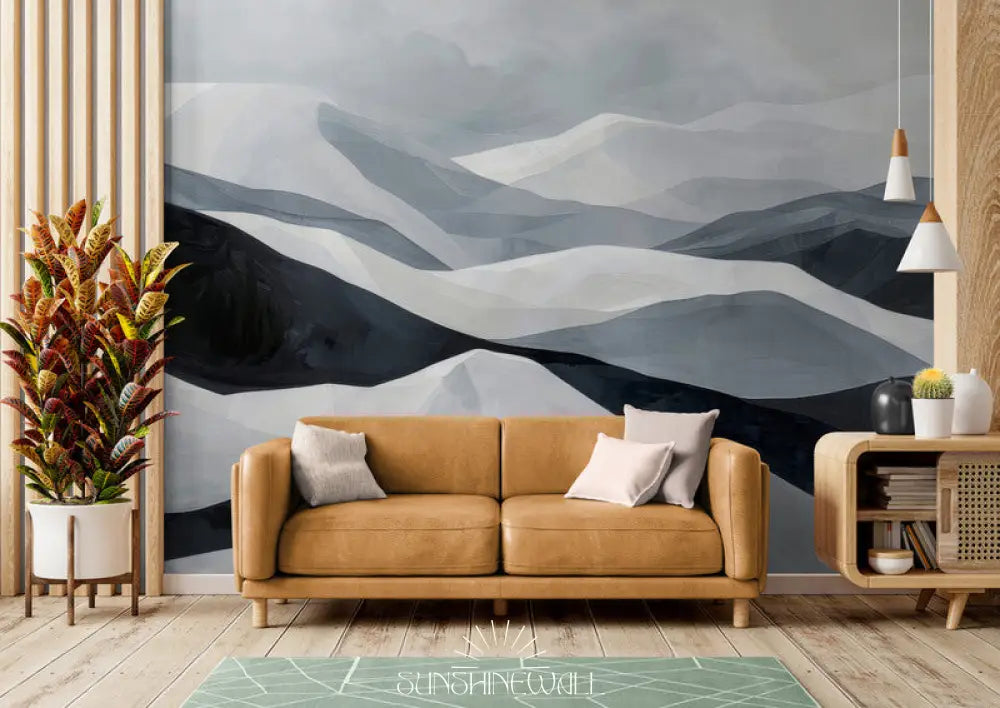 Papier Peint Aquarelle - Paysage Montagneux