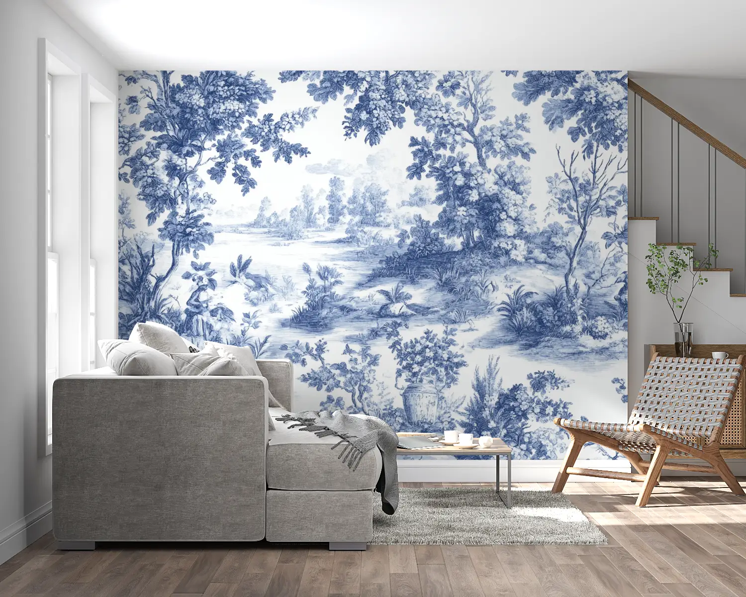 Vintage Wallpaper – Blue Toile de Jouy