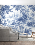 Papier Peint Vintage – Toile de Jouy Bleue