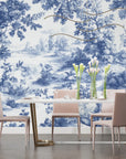 Papier Peint Vintage – Toile de Jouy Bleue