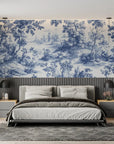 Papier Peint Vintage – Toile de Jouy Bleue