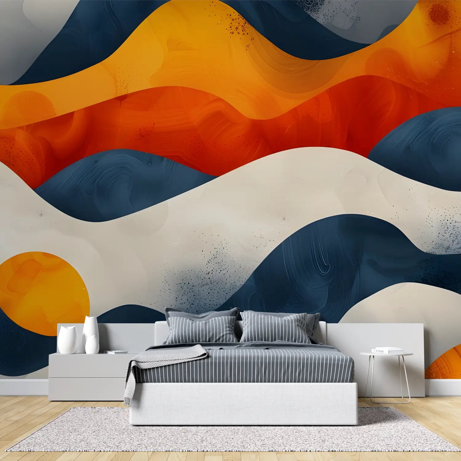 Papier Peint Géométrique - Ondulations Abstraites Colorées