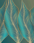 Papier Peint Feuillage - Feuilles Élégantes Dorées