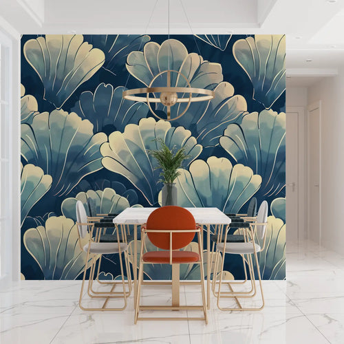 Papier Peint Japonais - Feuilles de Ginkgo Claire