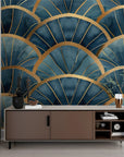Geometric Wallpaper - Blue and Gold Arches