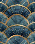 Geometric Wallpaper - Blue and Gold Arches
