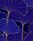 Papier Peint Feuillage - Ginkgo Bleu Nuit