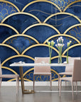 Japanese Wallpaper - Deep Blue Fan Pattern