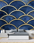 Japanese Wallpaper - Deep Blue Fan Pattern