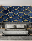 Japanese Wallpaper - Deep Blue Fan Pattern