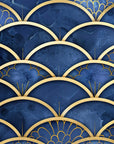 Japanese Wallpaper - Deep Blue Fan Pattern