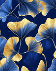 Japanese Wallpaper - Blue and Gold Ginkgo Leaves