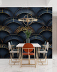 Geometric Wallpaper - Dark and Gold Scales