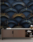 Geometric Wallpaper - Dark and Gold Scales