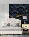 Geometric Wallpaper - Dark and Gold Scales