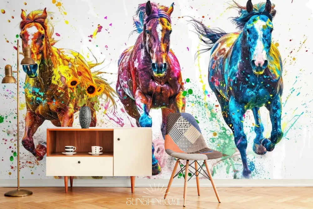 Papier Peint Art & Déco - Chevaux Colorés