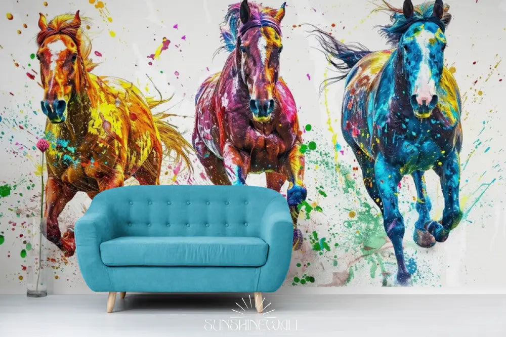 Papier Peint Art & Déco - Chevaux Colorés