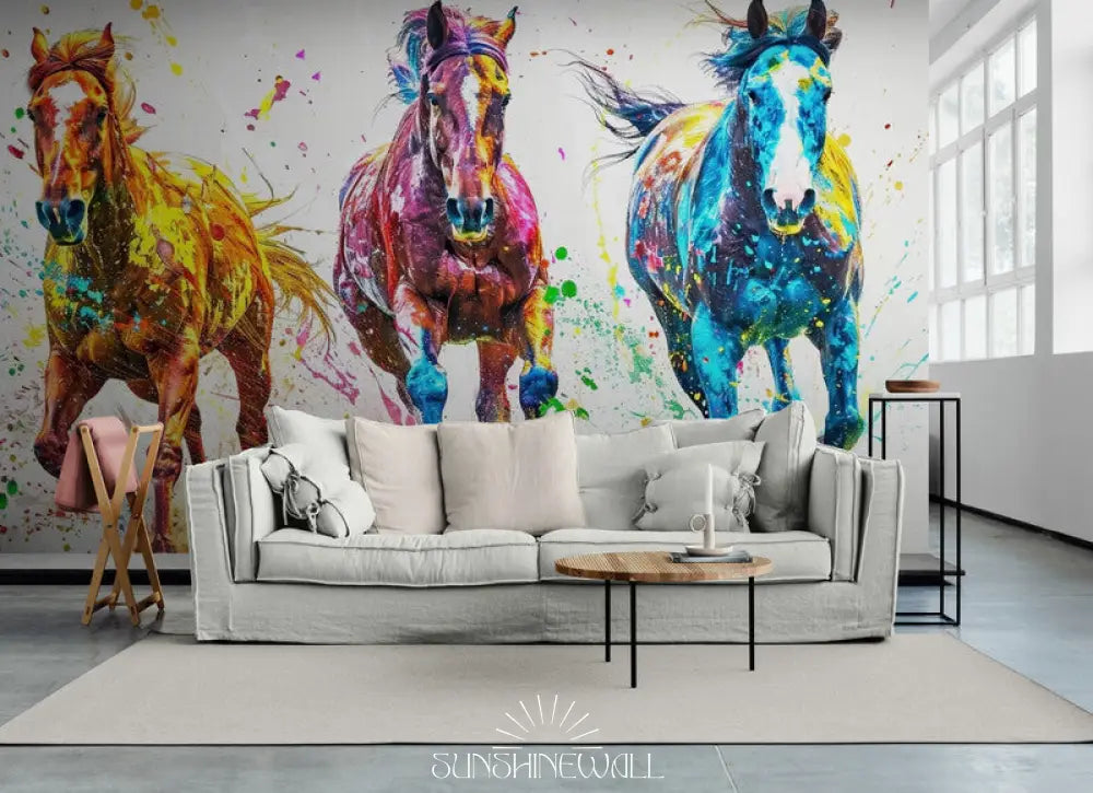 Papier Peint Art & Déco - Chevaux Colorés