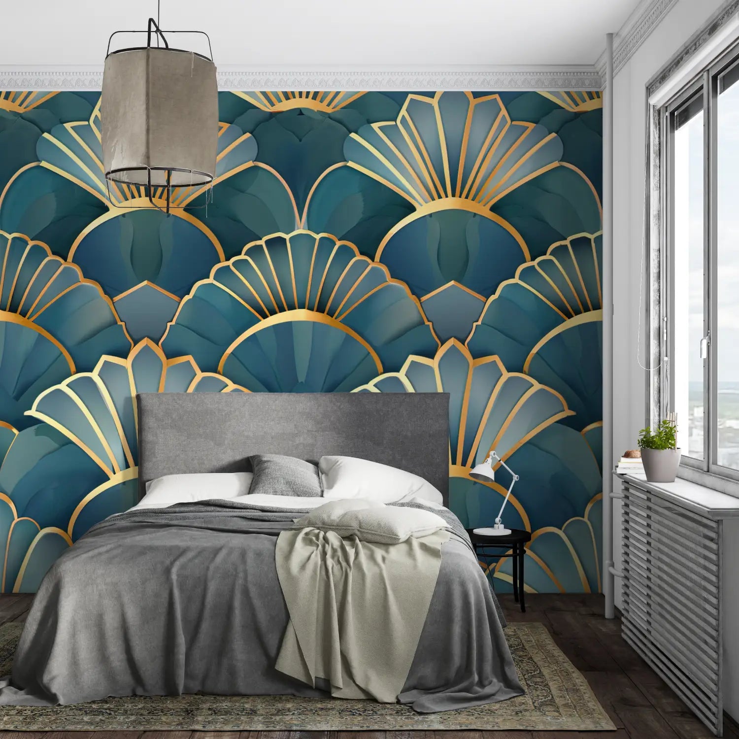 Japanese Wallpaper - Fan-shaped Wave Patterns