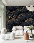 Japanese Wallpaper - Golden Fan Flowers