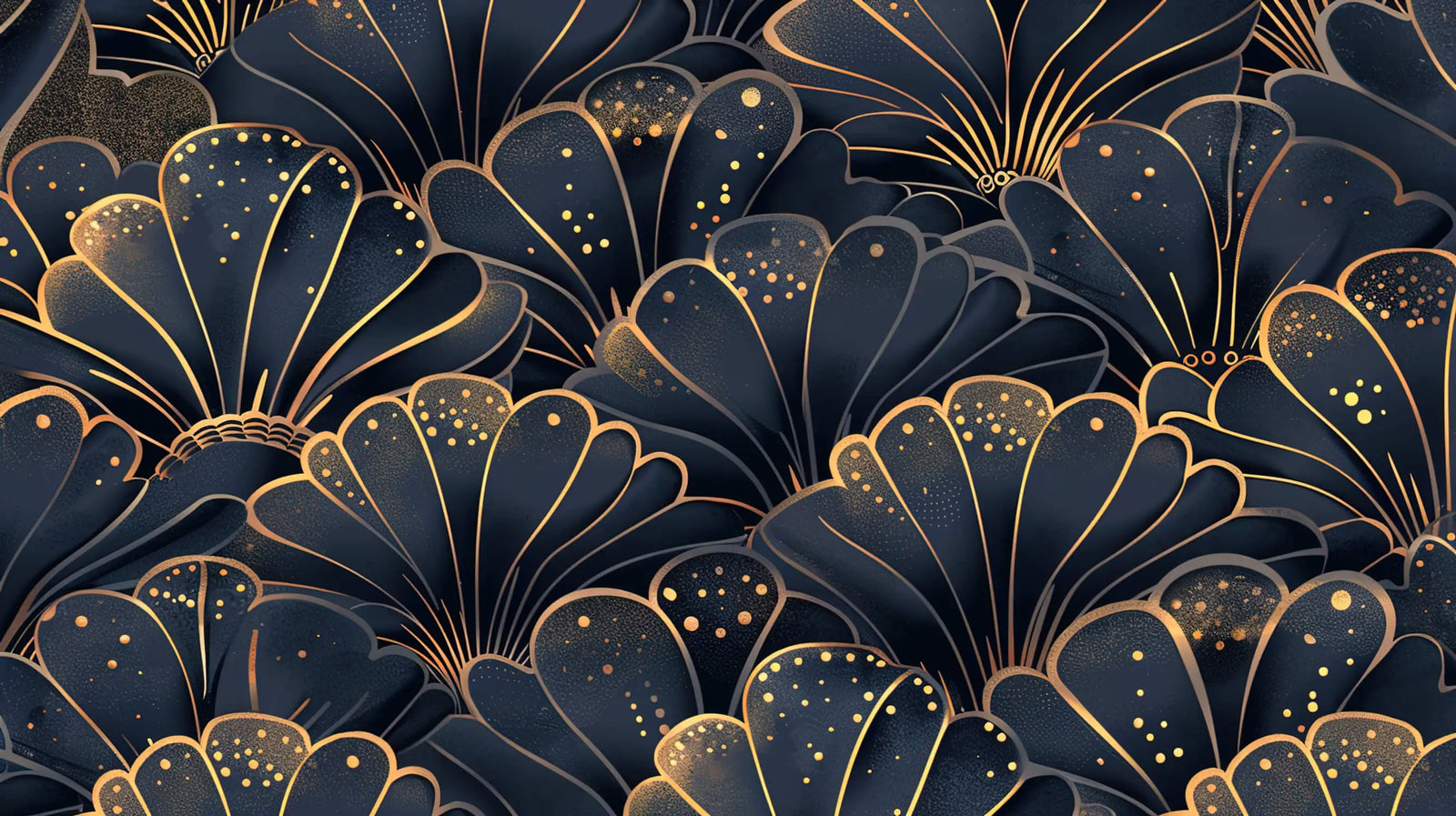Japanese Wallpaper - Golden Fan Flowers