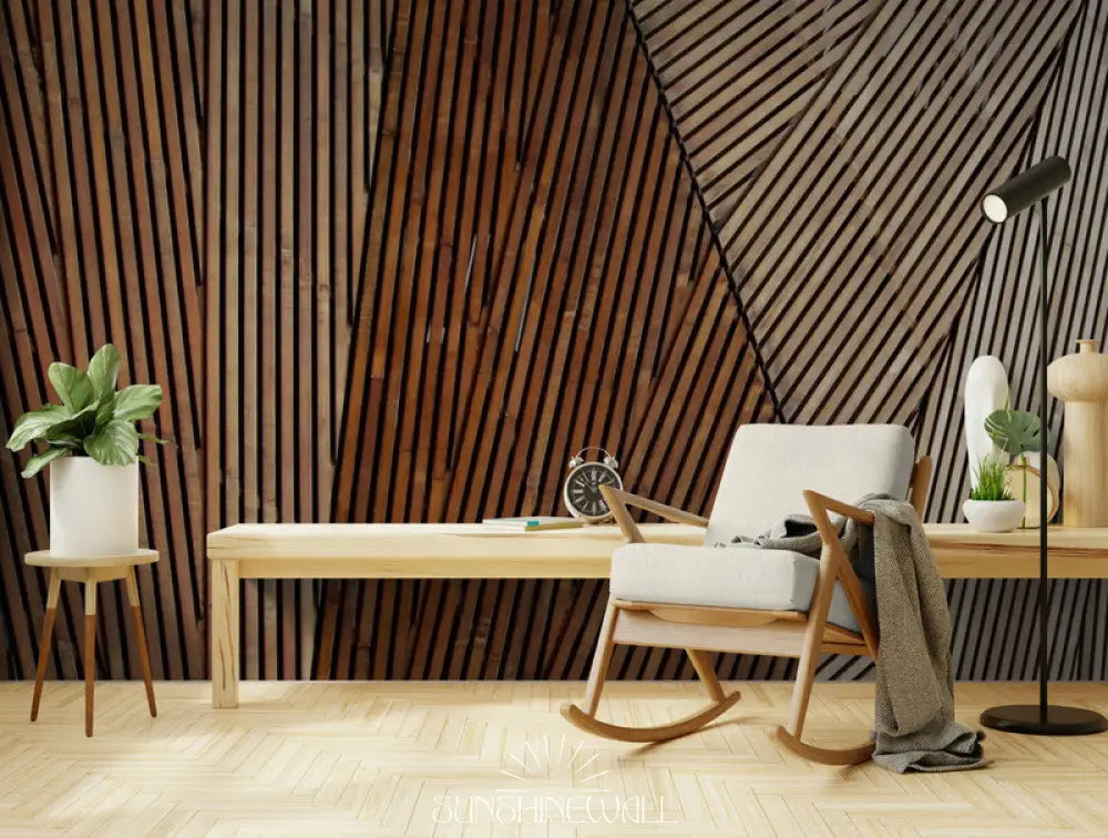 Papier Peint Art Déco - Lignes De Bois