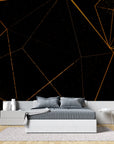 Geometric Wallpaper – Golden Polygons on Black Background